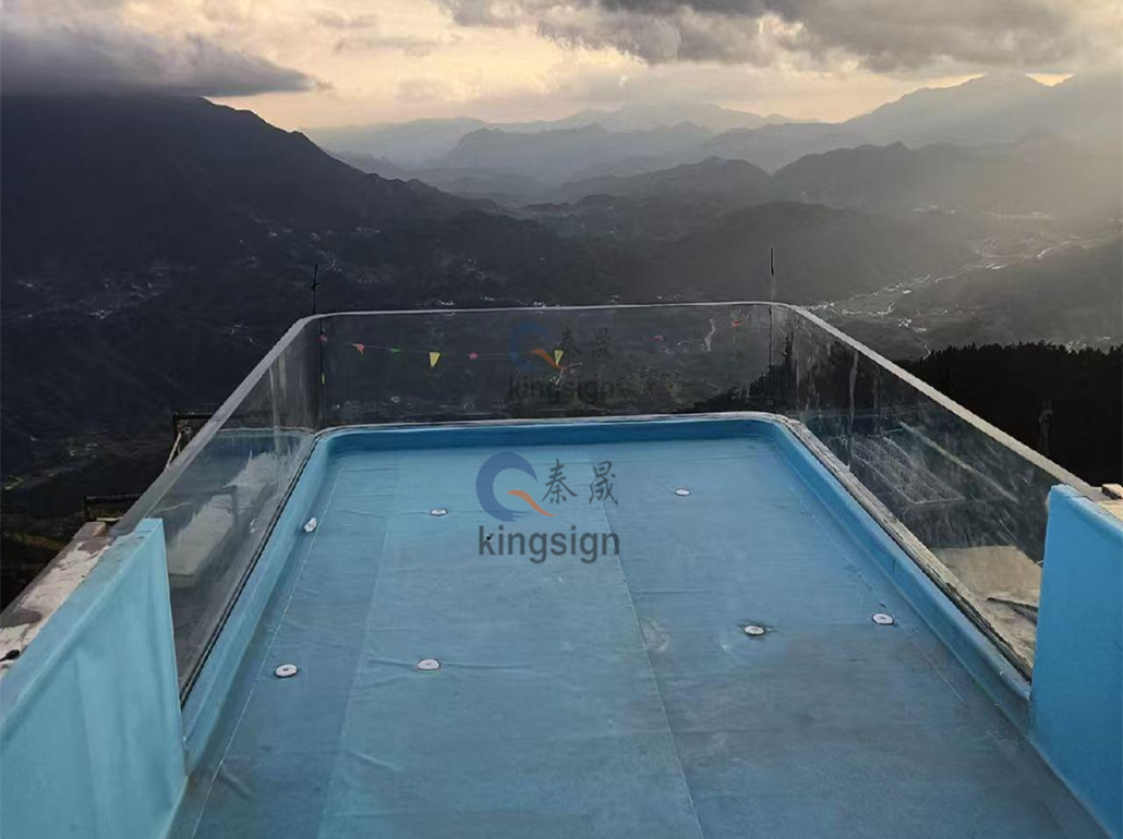 Kingsign u σχήμα ακρυλικού πισίνα παράθυρα εγκατάσταση